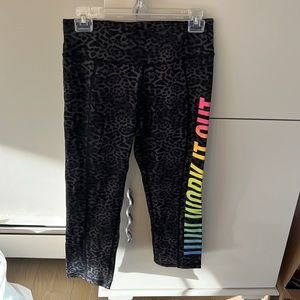black cheetah print “work it out” capri leggings